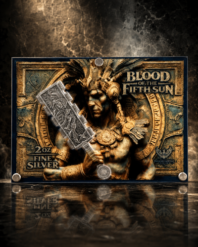 Blood of the Fifth Sun – 2 oz Silver Aztec Weapon Display