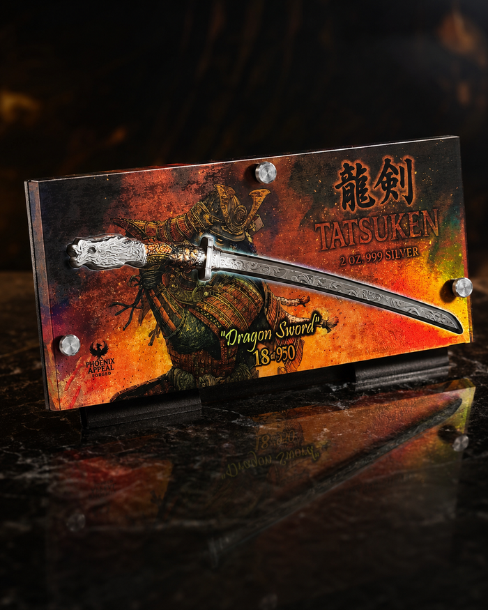 Tatsuken Dragon Sword – 2 oz Silver Weapon Display